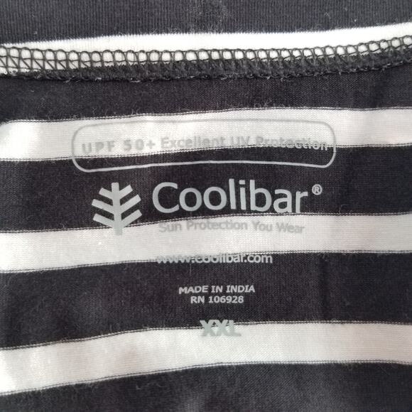 Coolibar NWOT Knit V Neck Tunic Top 3/4 Slv UPF 50 Cotton Bl. Black Striped 2X - Picture 7 of 9